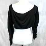 Elegant Moments long ruched tie sleeve sexy black crop top size XL Photo 5