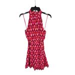 AQUA  Pink Chevron Halter Dress‎ Ruffle Hem Sleeveless Party Cocktail Photo 4