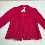 Chico's Chico’s Cutwork 100% Linen Blazer Pink Laser Cut Jacket Size 1 US Size M / 8 NEW Photo 0