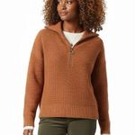 William Rast Waffle Knit 1/4 Zip Sweater Womens S Brown Cabincore Cozy Casual Photo 0