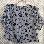Lipslide blue striped floral ruffle‎ crop top Size M Photo 0