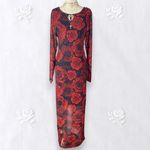 Almost Famous Early 2000's Romantic Goth Red Black Mesh Maxi Dress Plus Size 2X Photo 1