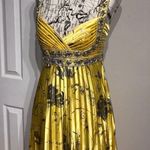 Embellished Formal Evening Prom Gown Crisscross Straps Open Back Metallic Yellow Photo 2