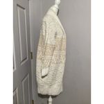 Joie  Beige Duster Knit Cardigan Open Front Longline Nordic Geometric Print Wool Photo 4