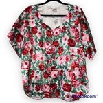 Vintage Nicole Stevens 2X floral pajama top blouse workwear new with tags Red Photo 8