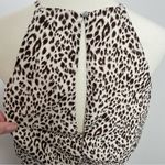 She & Sky Jumpsuit Animal Print Wide Leg High Neck Halter Black Taupe Cream Photo 6