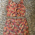 Colsie Orange Floral Sleepwear / Lounge Short and Top Set medium Photo 2