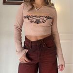 BDG graphic crop thermal shirt in pale pink Photo 0