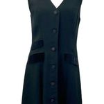 British Khaki Sleeveless Black Jumper Or Dress Front Buttons V-Neck Size 8 Photo 1