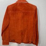Denim & Co 🧡  Button Front Washable Suede Leather Jean Jacket Size XS Orange Photo 5