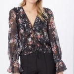 Nasty Gal  Black Floral Sheer Top Size 4 EUC Photo 0