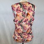 Cable & Gauge  ruched lightweight mesh floral top size large Photo 3