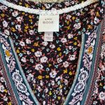 Knox Rose Fall Floral Print Mixed Media Short Sleeve Tiered Maxi Dress Size Small Like New Photo 1