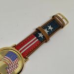 Vintage Valdawn American Flag wrist watch 33mm gold tone Leather Band running Photo 2