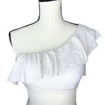 Kona Sol  Target One Shoulder Ruffle Eyelet Bikini Top Padded Size Medium White Photo 0