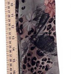 Women's Floral and Leopard Print Scarf Brown Photo 0