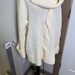 Talbots Wool Alpaca Blend Cowl Neck Ivory Cream Cable Knit Tunic Knit Sweater XL Photo 2