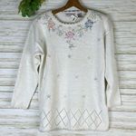 NWT Deadstock Vintage Grannycore Beaded Cottagecore Knit Sweater Size M Photo 0