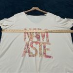 Avenue  Your Tee Cream Graphic‎ with 'Namaste' Print V-Neck Stretch Knit 22/24 Photo 8