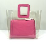 STAUD Shirley Transparent Handbag Tote Leather PVC Clear Pink Medium NWT Photo 4