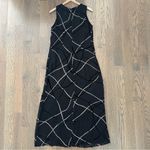 Vintage Tessuto Crosshatch Textured Silk Blend Organza Maxi Dress Black Beige L Size L Photo 7