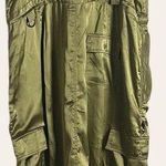 Anthropologie Love The Label  Sleeveless Utility Satin Green Midi Dress Size L Photo 15