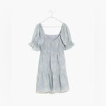 Madewell Blue and White Floral Silk Lucie Smocked Mini Dress Photo 4