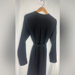 EXPRESS  Zipper Front Shirt Dress XS Black Long Sleeve Roll Tabs tie waist Photo 3