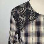 ZARA  plaid lace contrast babydoll blouse size medium Photo 1