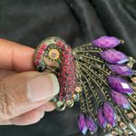 Peacock Gold and Purple Rhinestone Hairpin/Clip with matching earrings Photo 6