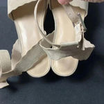 Marc Fisher WO SIZE 9.5 LEATHER OATMEAL TAN ANKLE STRAP SANDAL 2” WEDGE HEELL Photo 6