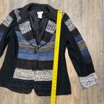 Monroe & Main Knit Patchwork Blazer Jacket Medium Lagenlook Artsy Art to Wear Black Photo 4