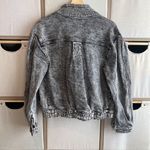 Something Navy  teddy denim puff sleeve bomber jacket Photo 6