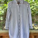Chico's Women's White And Blue Striped 100% Linen Shirt Dress Size 0 (U.S. 4) Photo 0