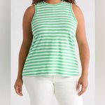 Caslon Women's Green & White Striped Sleeveless Top | Classic Cotton Tank Photo 0