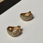 Roman Signed Rhinestone Gold Tone Clip On Earrings Photo 0