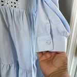 ZARA  Baby Blue Eyelet Embroidered Button Front Dress Photo 4