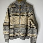 Eddie Bauer Vintage 90s Womens  Fair Isle Nordic Lambswool Hippy Cardigan Sz L Photo 3