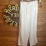 Max Studio  Specialty Linen White Wide Leg High Rise Pant Pocket Beach Flowy Vaca Photo 1