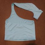 Boutique Red Berry Fashion Aqua One Shoulder Crop Top Photo 2