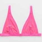 Aerie Shine Ribbed Plunge Bikini Top Women’s Size Medium Hot Pink EUC Photo 1