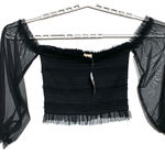 Buckle Black Crop Top Sz M Off Shoulder Whimsigoth Dark Romantic Fairy Boho NWT Photo 0