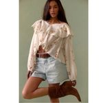 Free People Dainty Ethereal Ruffle Camilla Floral Gauze Blouse Large Cottage Photo 4