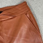 7 For All Mankind Crossover Waist Faux Leather Crop Pants Chestnut Brown Medium Photo 4