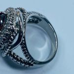 Women Fashion Ring Size Approximately 6.25 Silver Tone Metal Shade of Red Center Photo 13