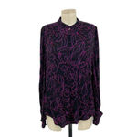 Equipment  Cornelia Top True‎ Black / Amaranth Pink Squiggle Floral Size Small Photo 2