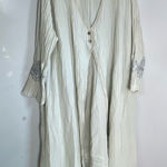 Vintage Blue Fish‎ Barclay Crinkle Embroidered Dress Jacket Set Lagenlook Size 2 Silver Photo 0