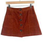 Chloe & Katie Button Down Mini Skirt Womens S Rust Brown Corduroy Retro 70s Fall Photo 2