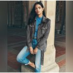 White House | Black Market Stormy Gray Ultra Suede Safari Jacket Large Photo 9