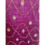 Raj Anthropologie 100% Silk Scarf Fuchsia Jewel Detail Made In India 68”x 18” Pink Photo 1